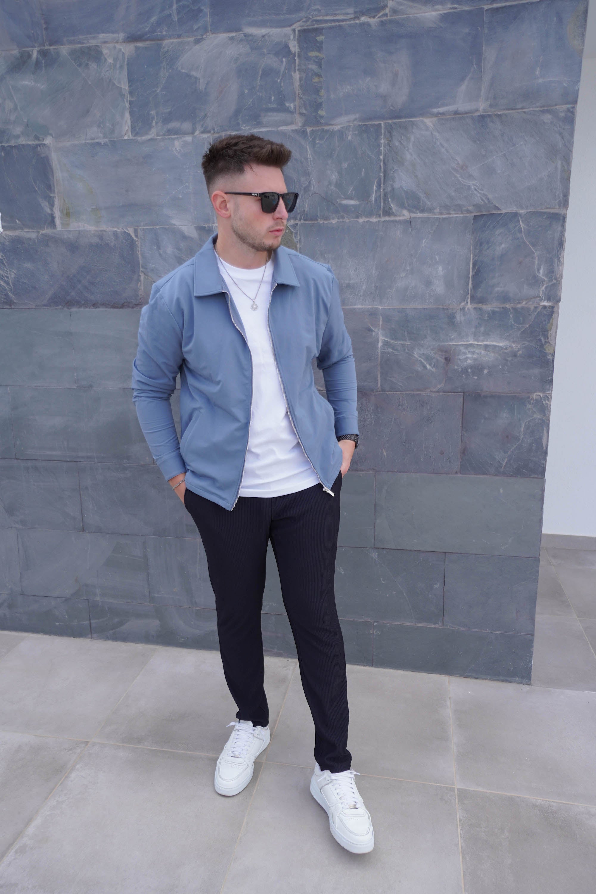 Smart Stretch Jacket In Slate Blue