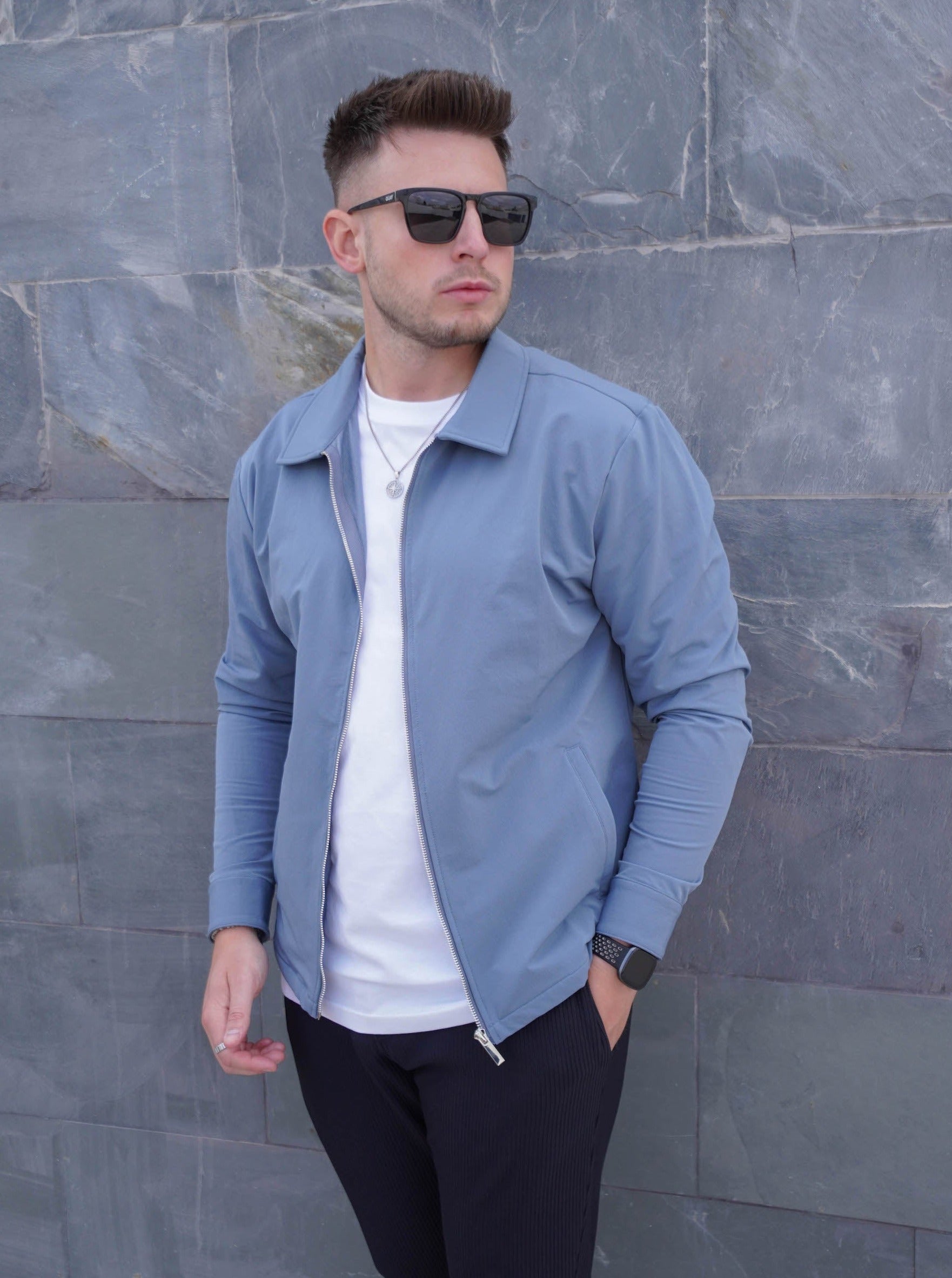 Smart Stretch Jacket In Slate Blue