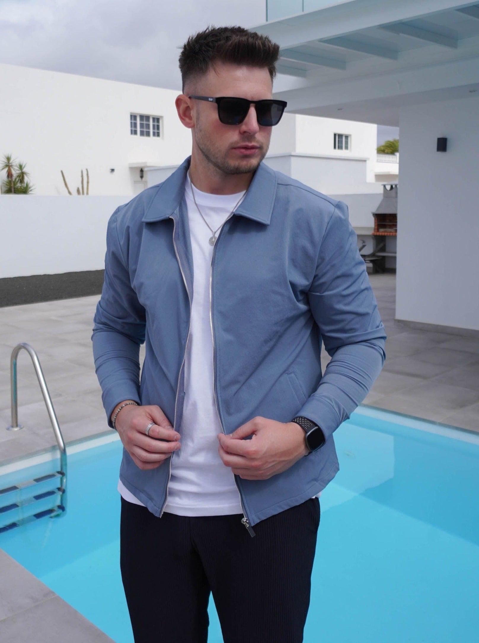 Smart Stretch Jacket In Slate Blue