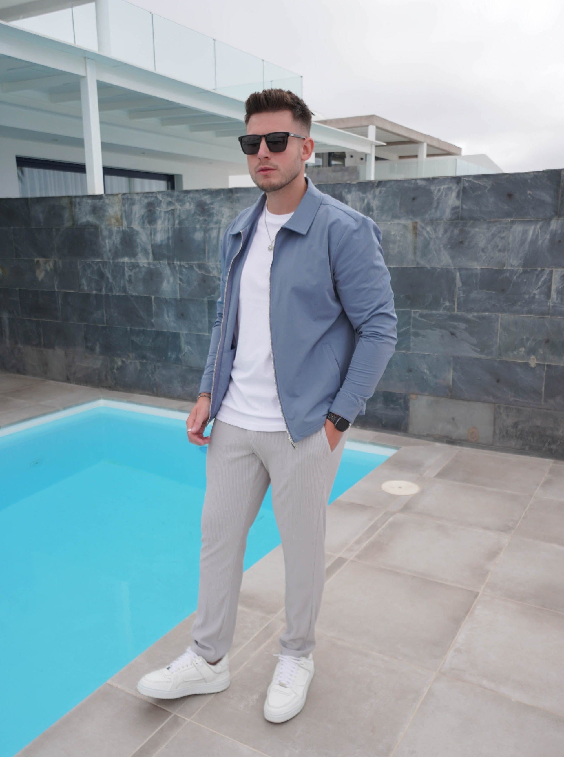 Smart Stretch Jacket In Slate Blue