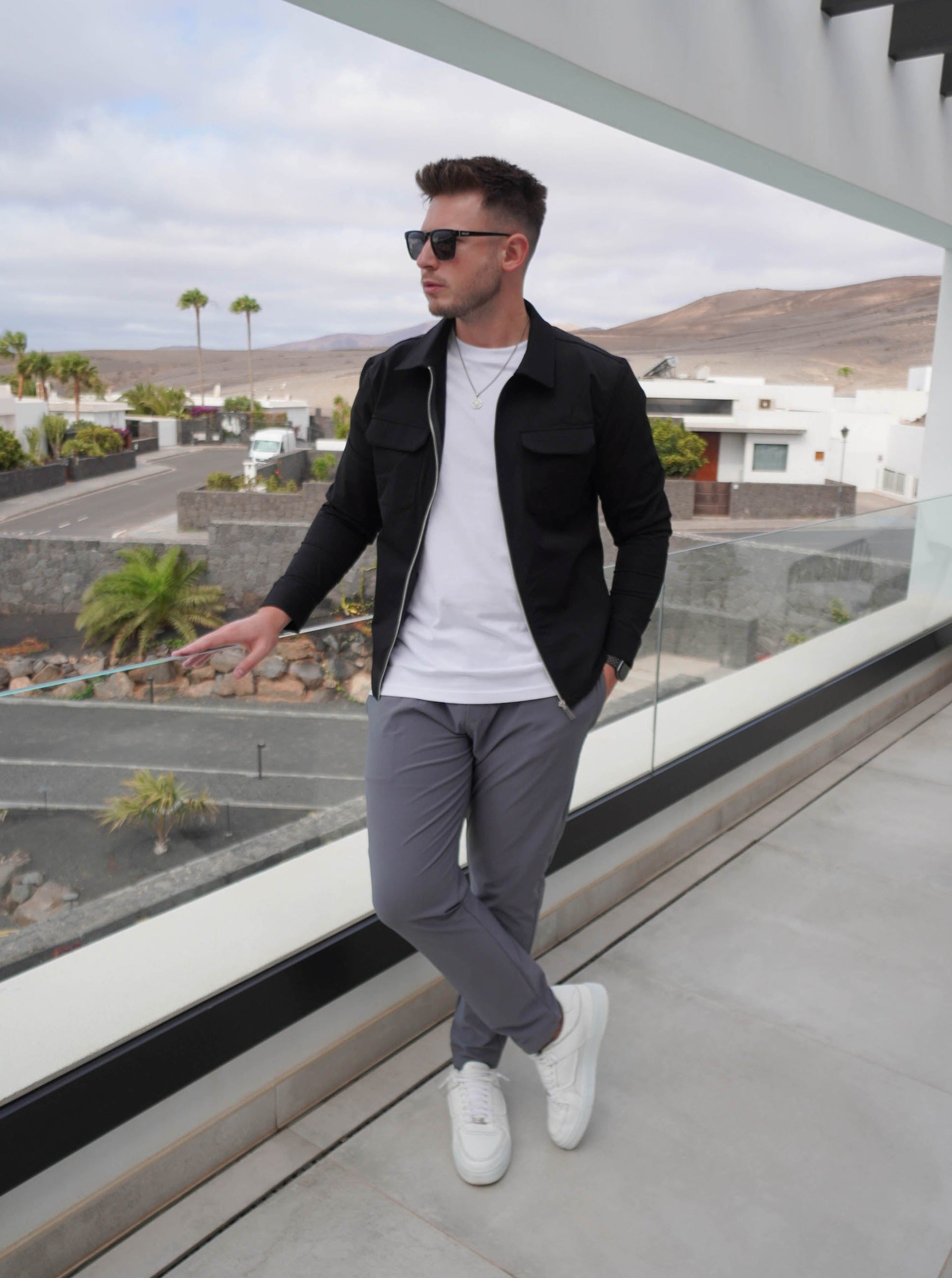 Tech Stretch Cargo Jacket In Black