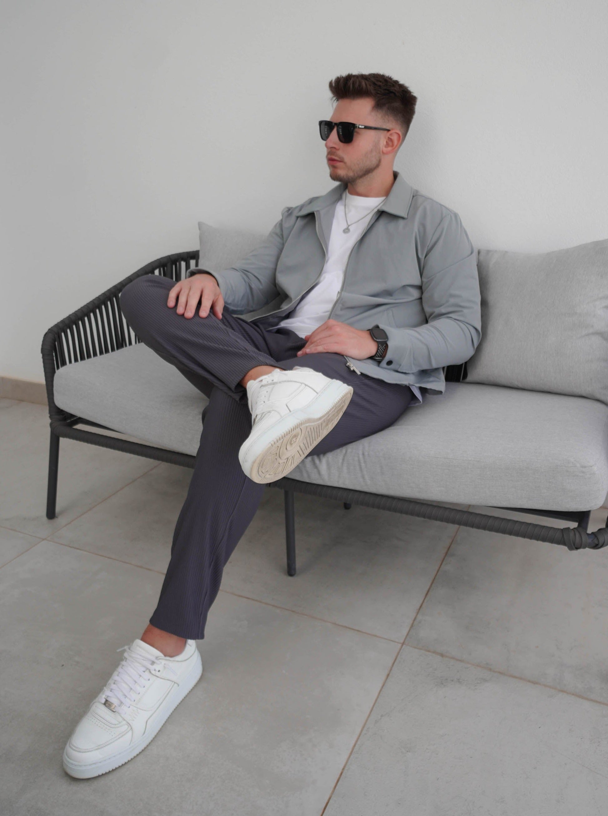 Ribbed Trouser In Dark Grey