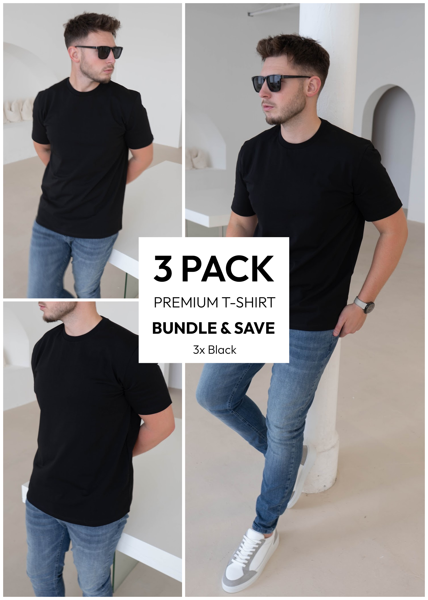 Premium T-Shirt In Black 3 Pack