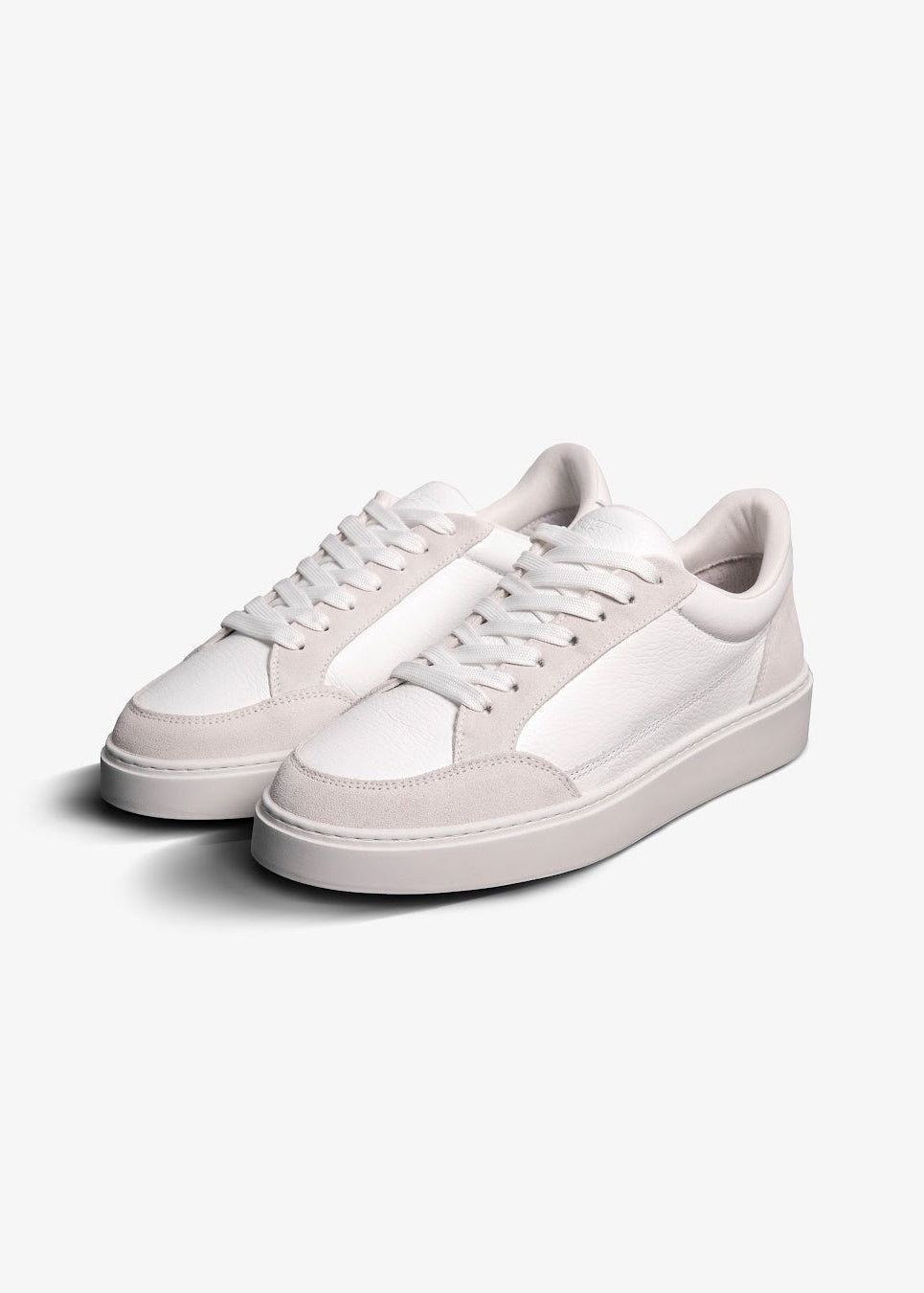 Premium Leather Trainer In White/Stone