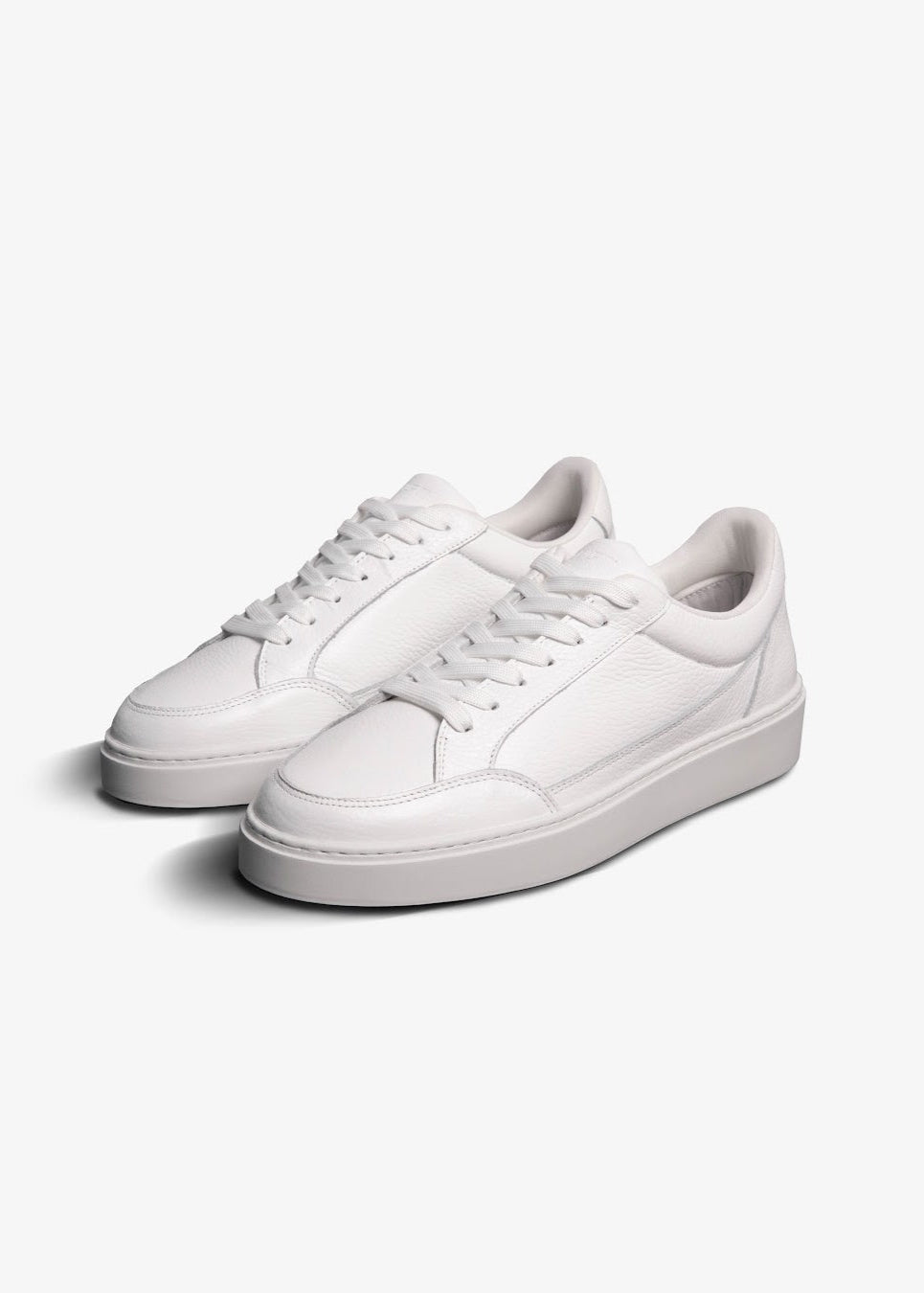 Premium Leather Trainer In Triple White