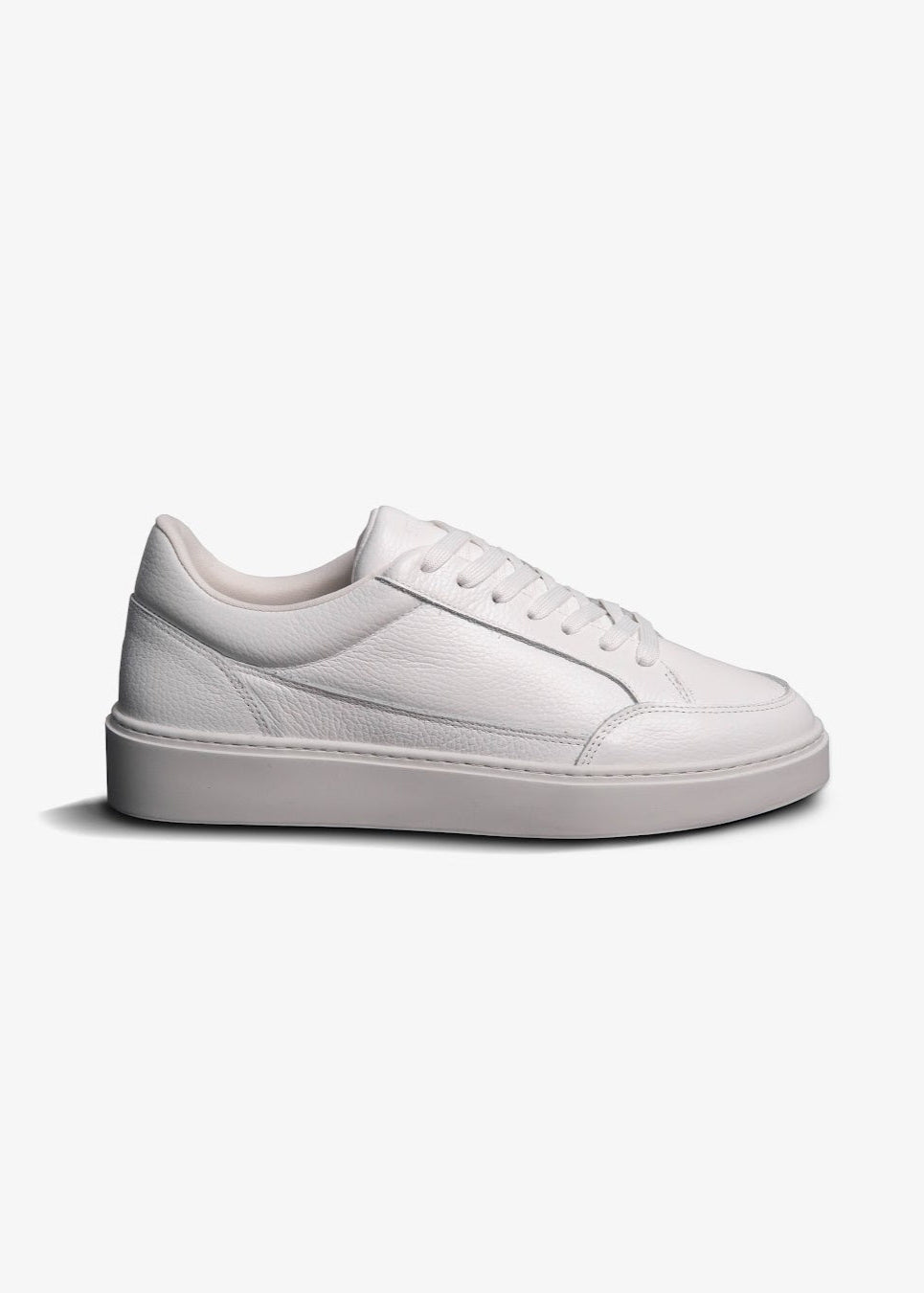 Premium Leather Trainer In Triple White