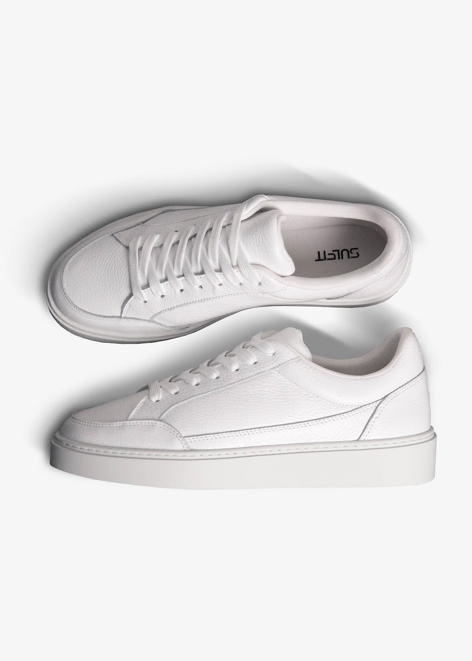Premium Leather Trainer In Triple White