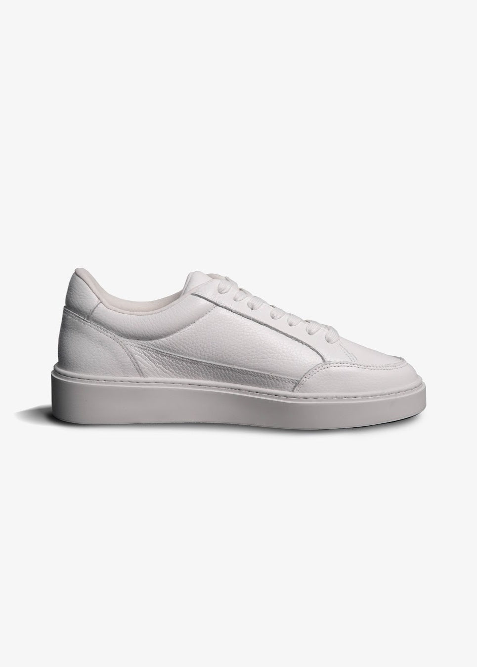 Premium Leather Trainer In Triple White