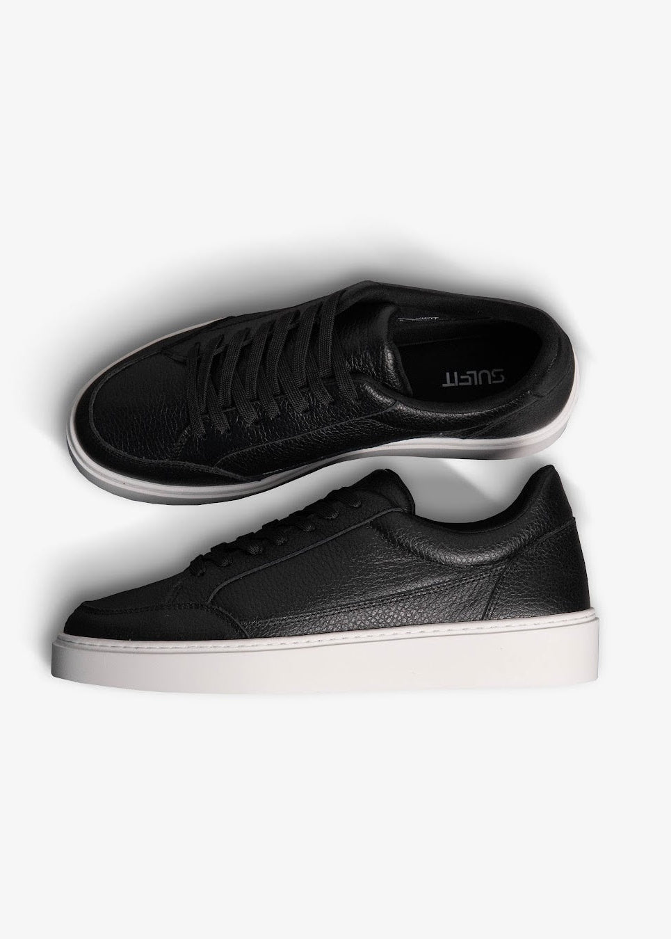 Premium Leather Trainer In Black/White