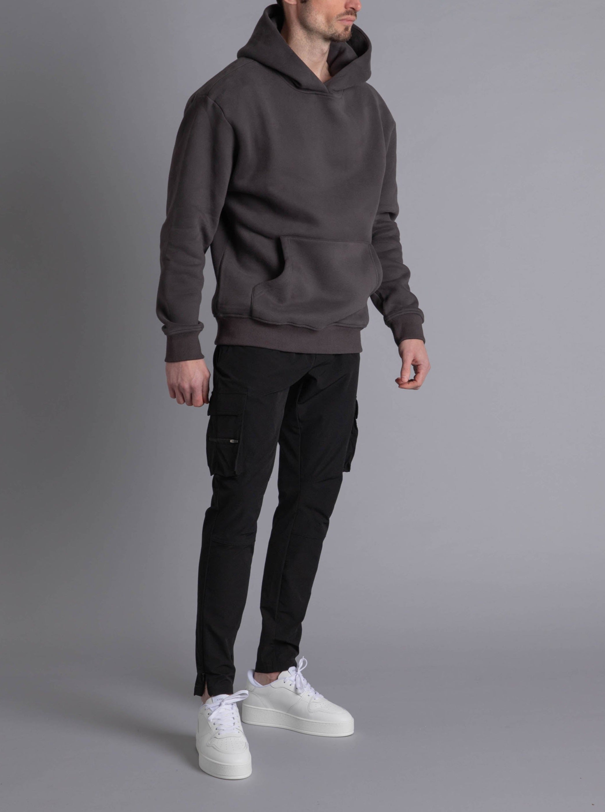 Premium Relaxed Hoodie In Dark Grey