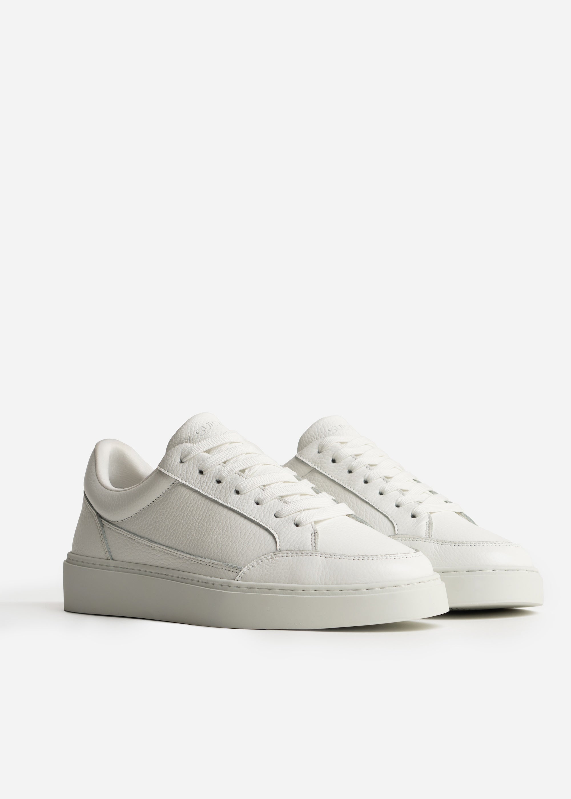 Premium Leather Trainer In Triple White