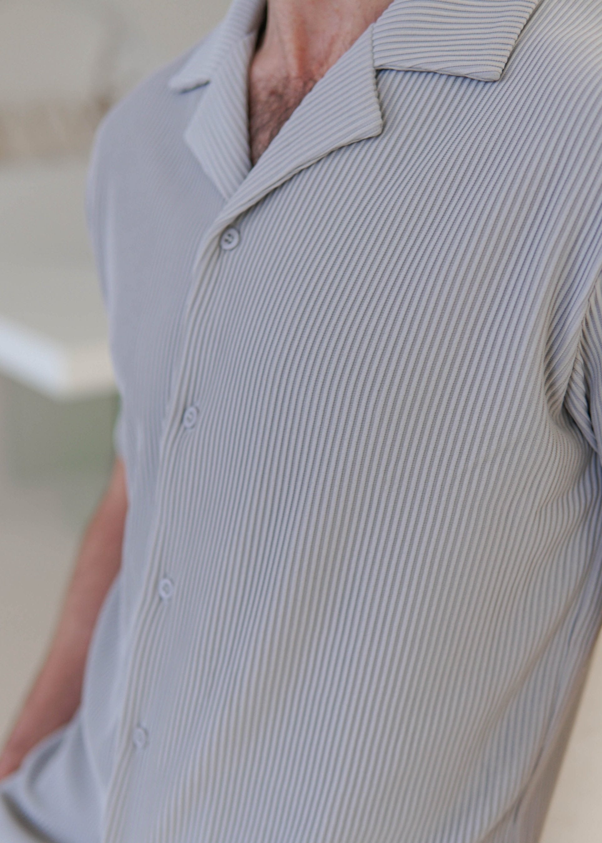 Ribbed Shirt In Light Grey