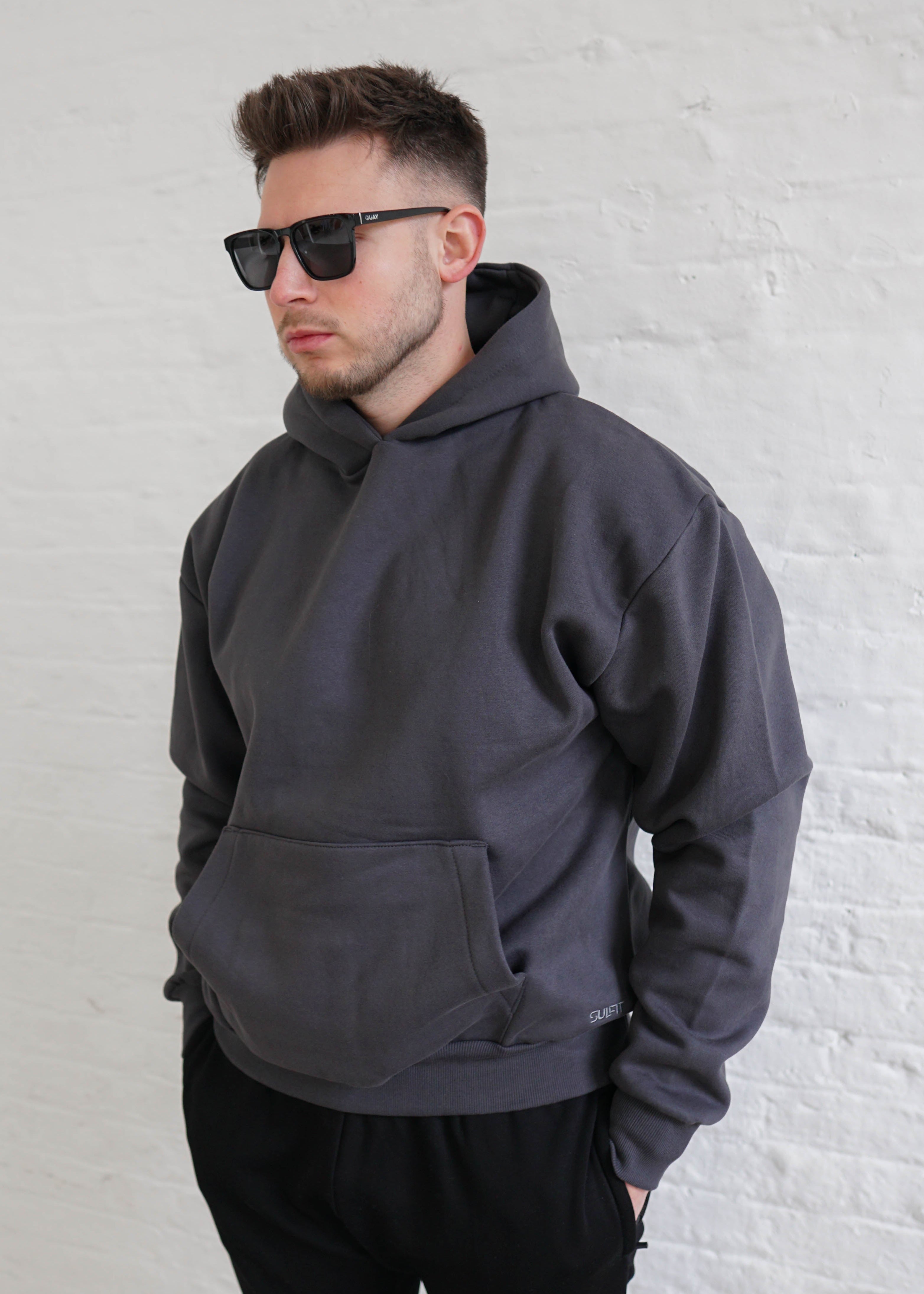 Premium Relaxed Hoodie In Dark Grey