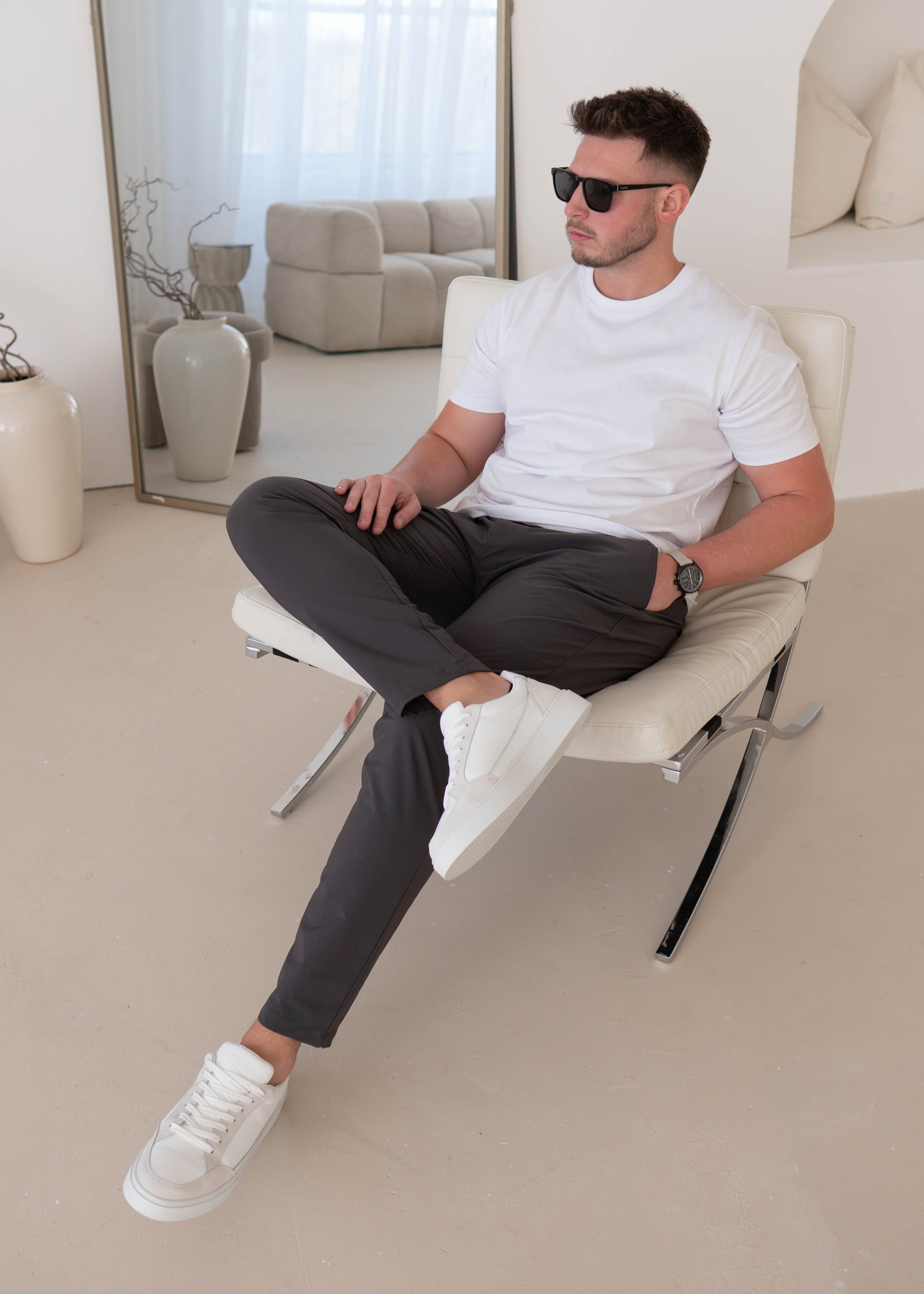 Smart Stretch Trouser In Charcoal