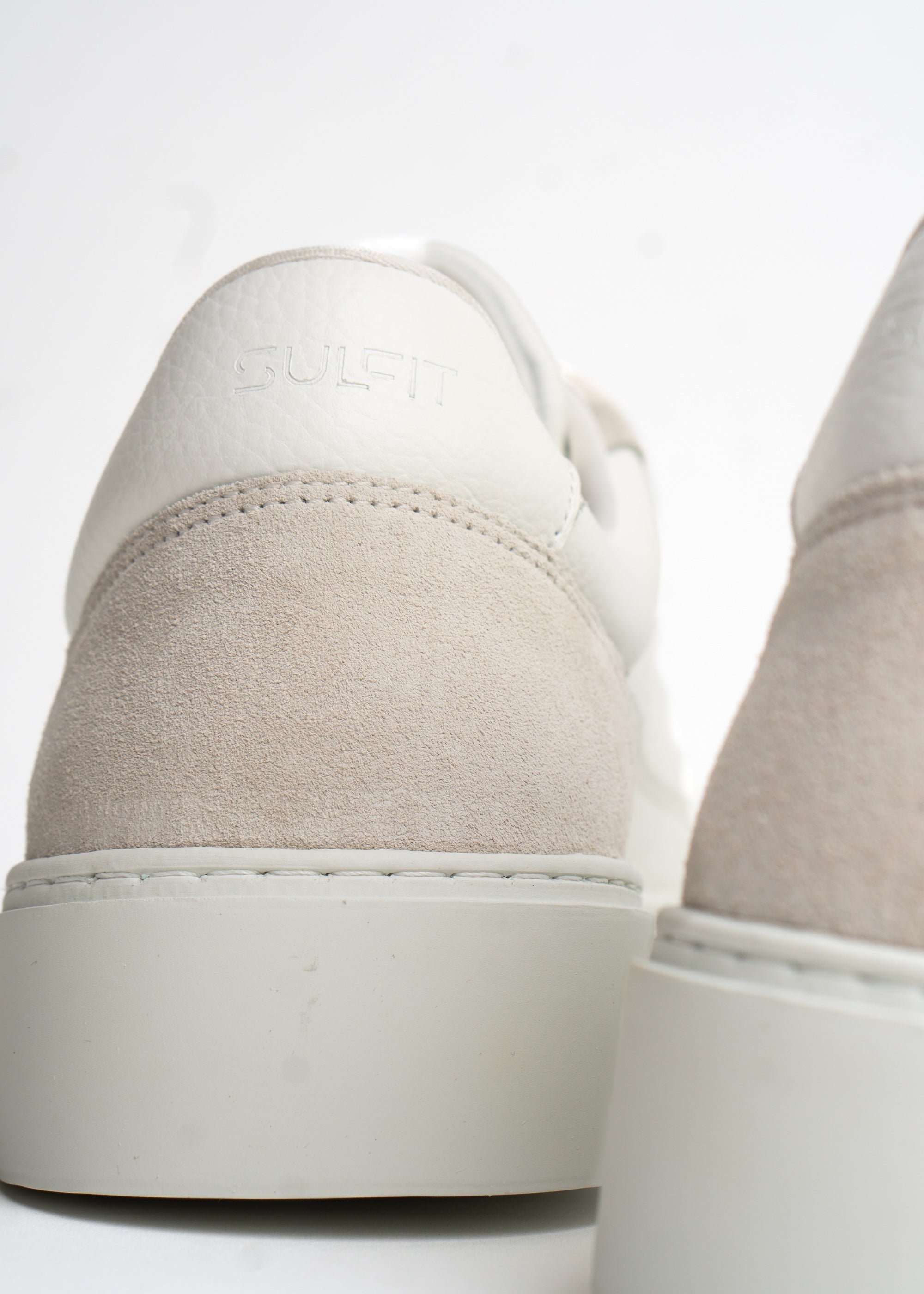 Premium Leather Trainer In White/Stone