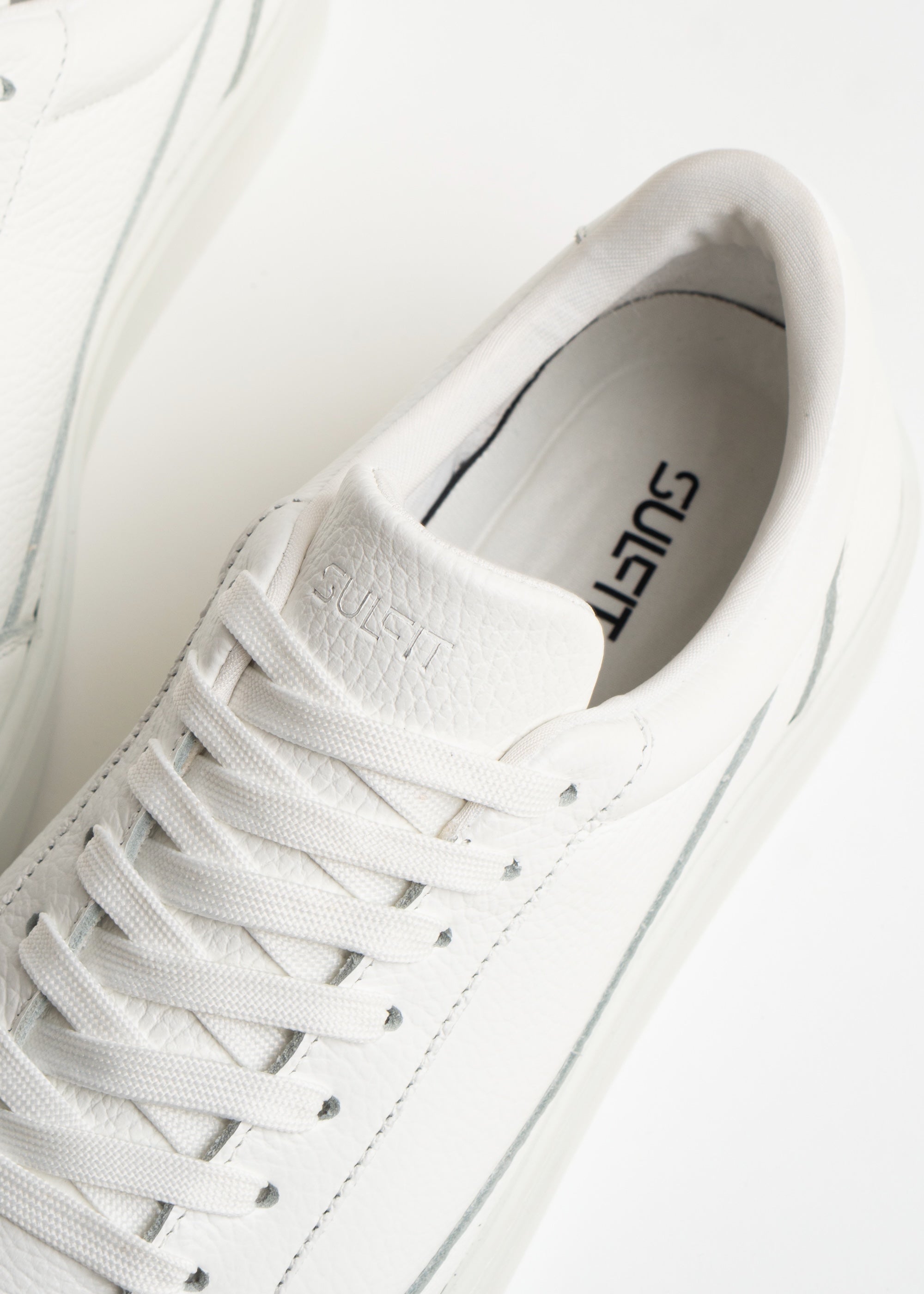 Premium Leather Trainer In Triple White