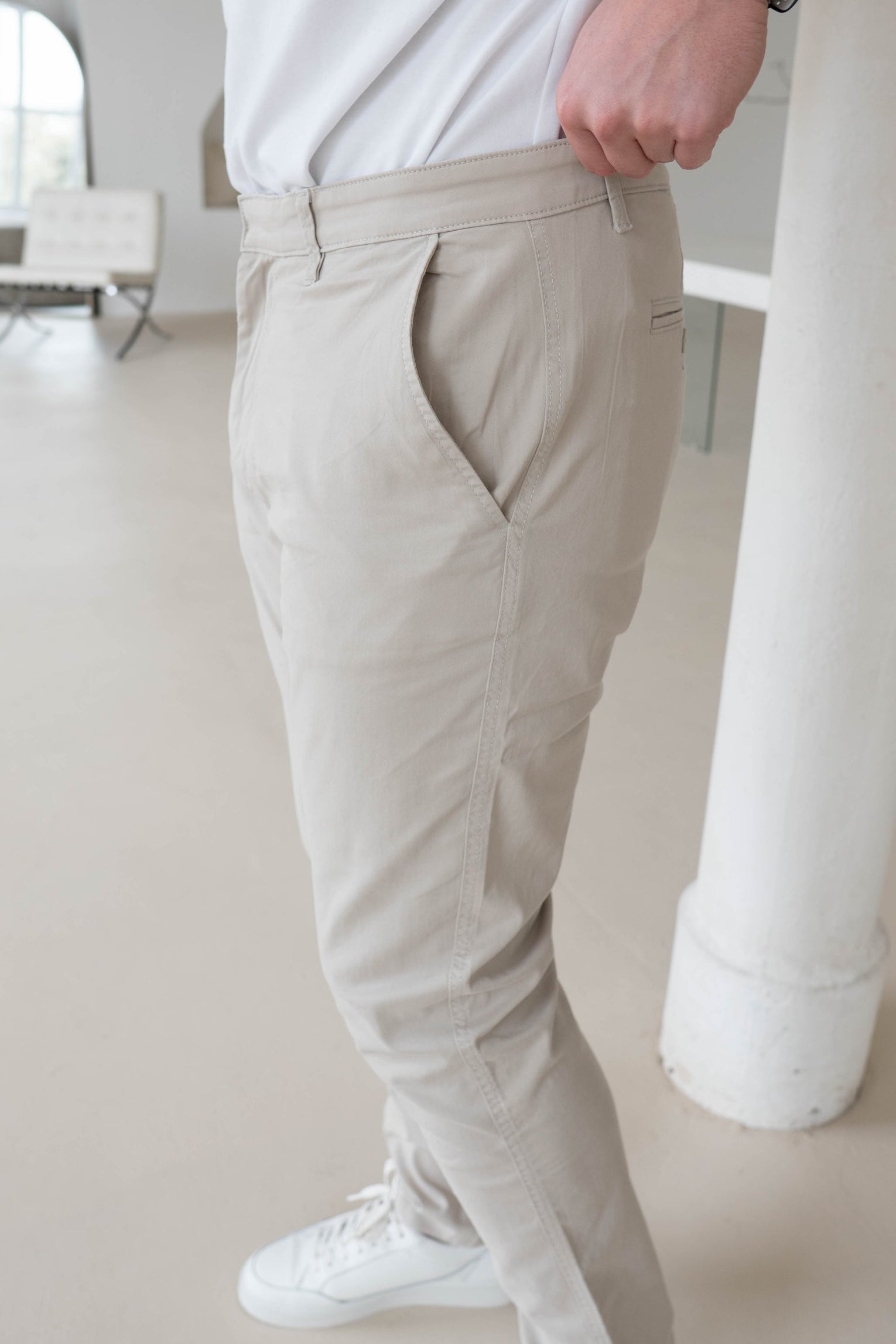 Slim Comfort Chinos In Stone