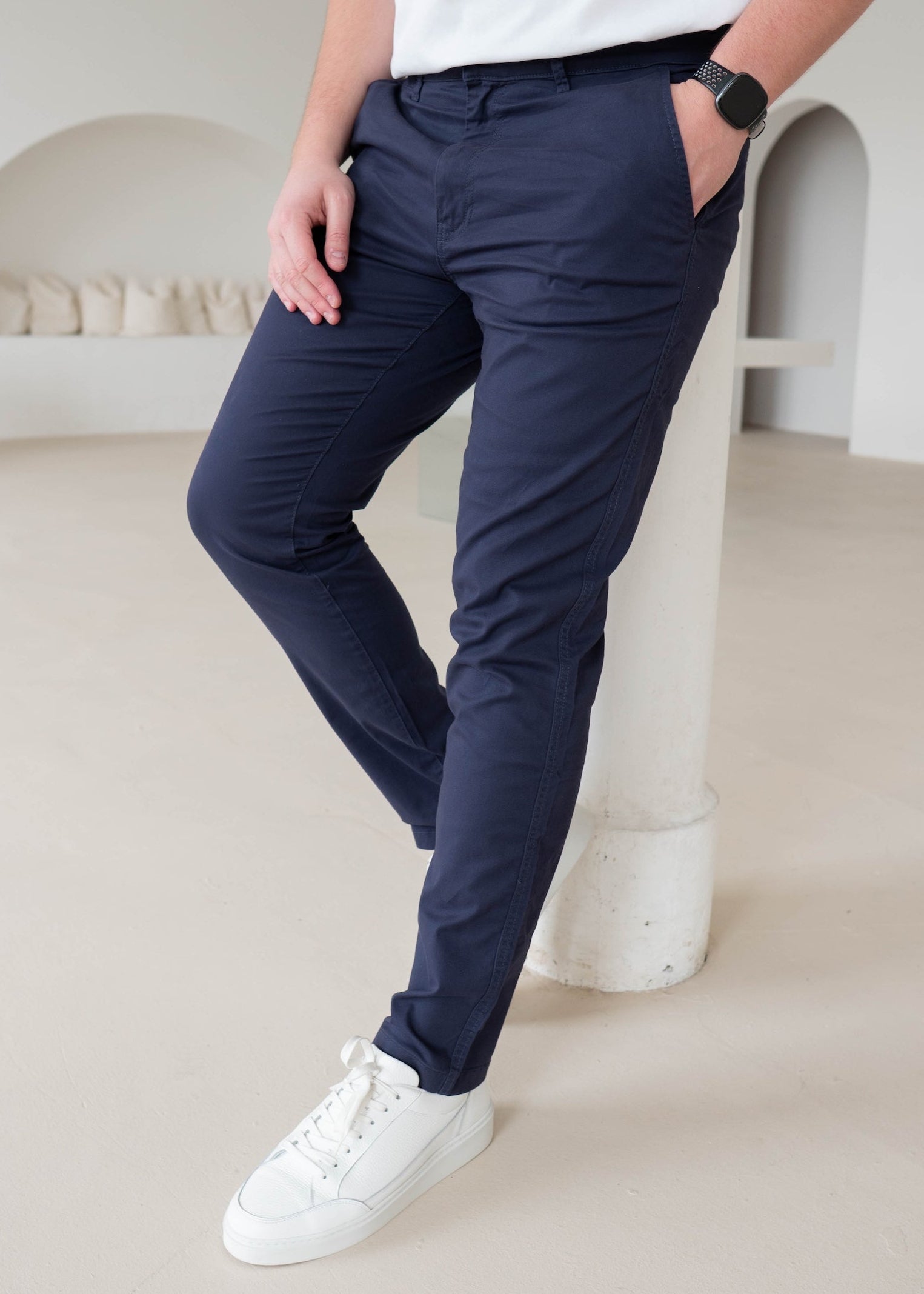 Slim Comfort Chinos In Navy