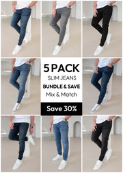 Mix & Match Slim Comfort Jeans Bundle - 5 Pairs