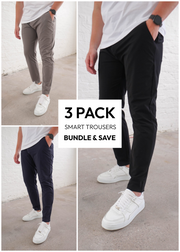Smart Stretch Trousers Mixed Colour 3 Pack
