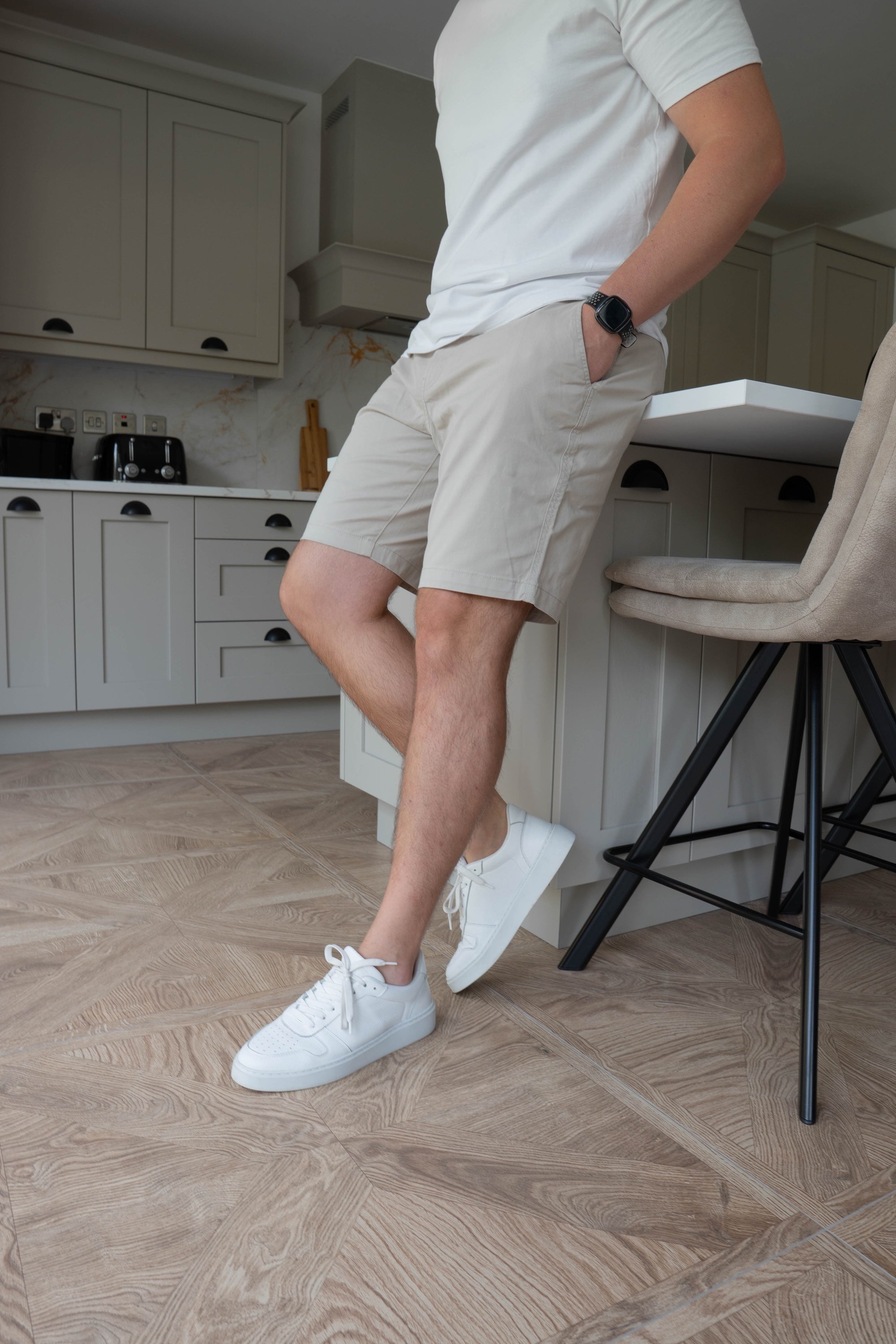Slim Comfort Chino Shorts In Stone