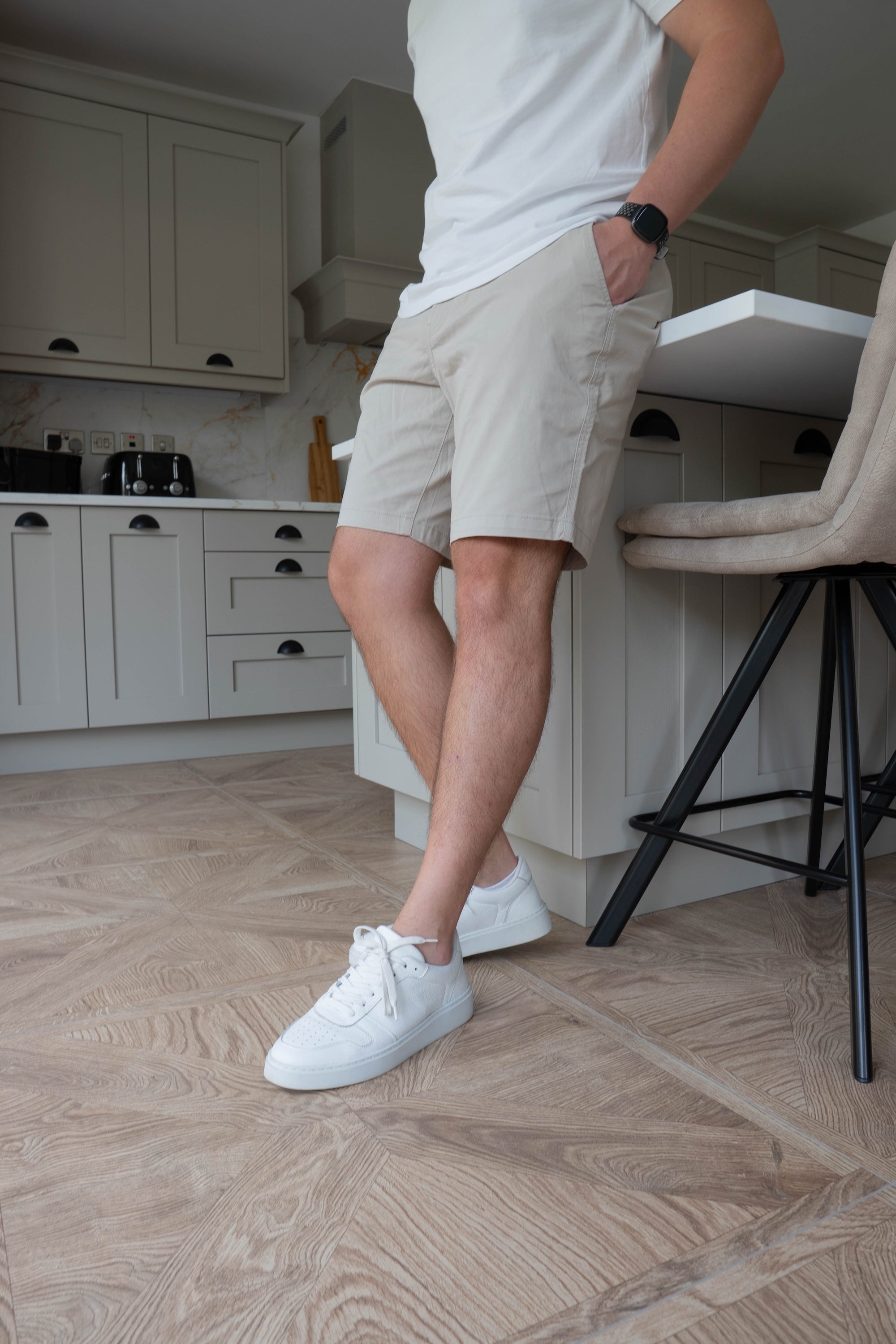 Slim Comfort Chino Shorts In Stone