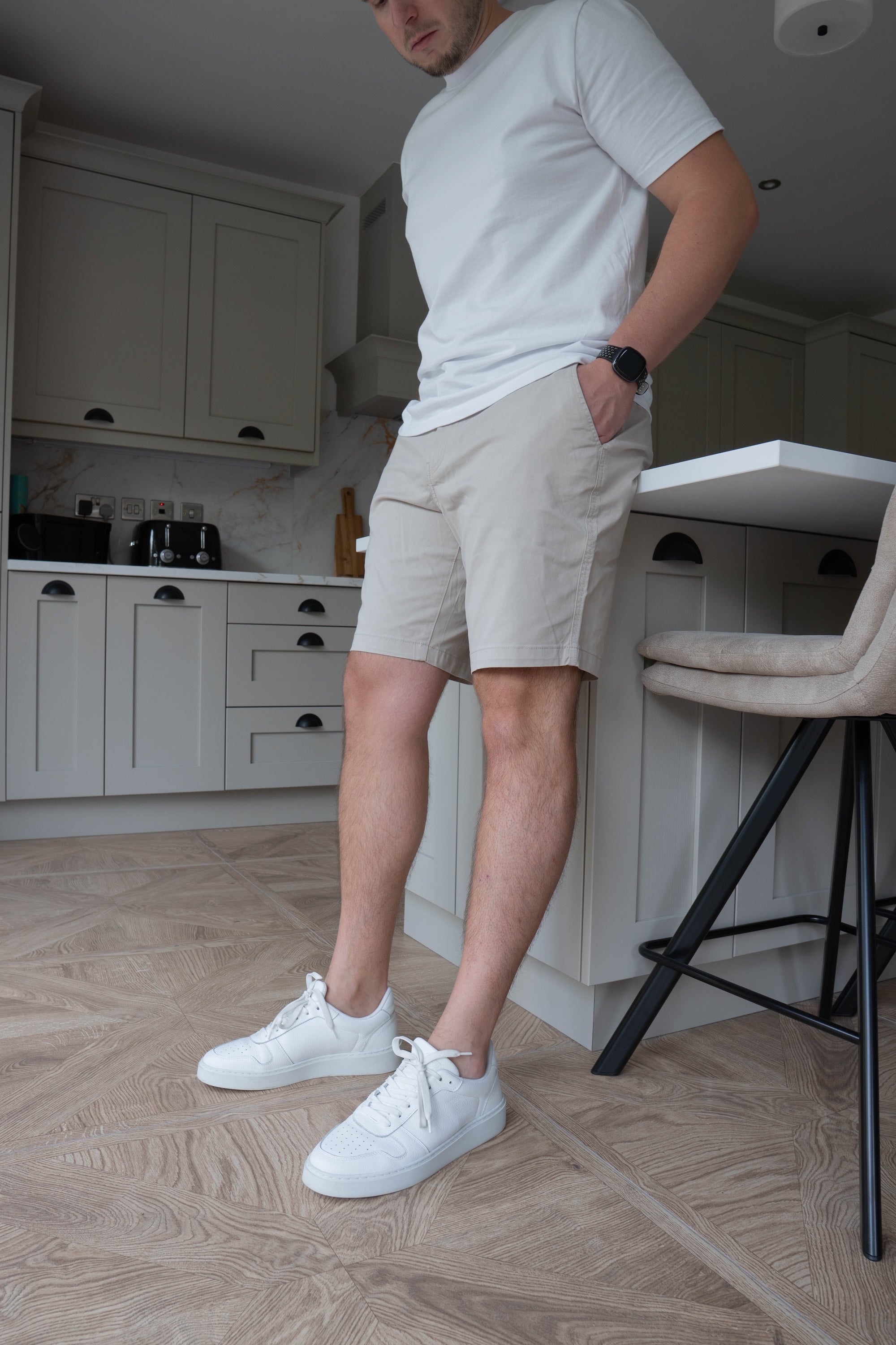 Slim Comfort Chino Shorts In Stone