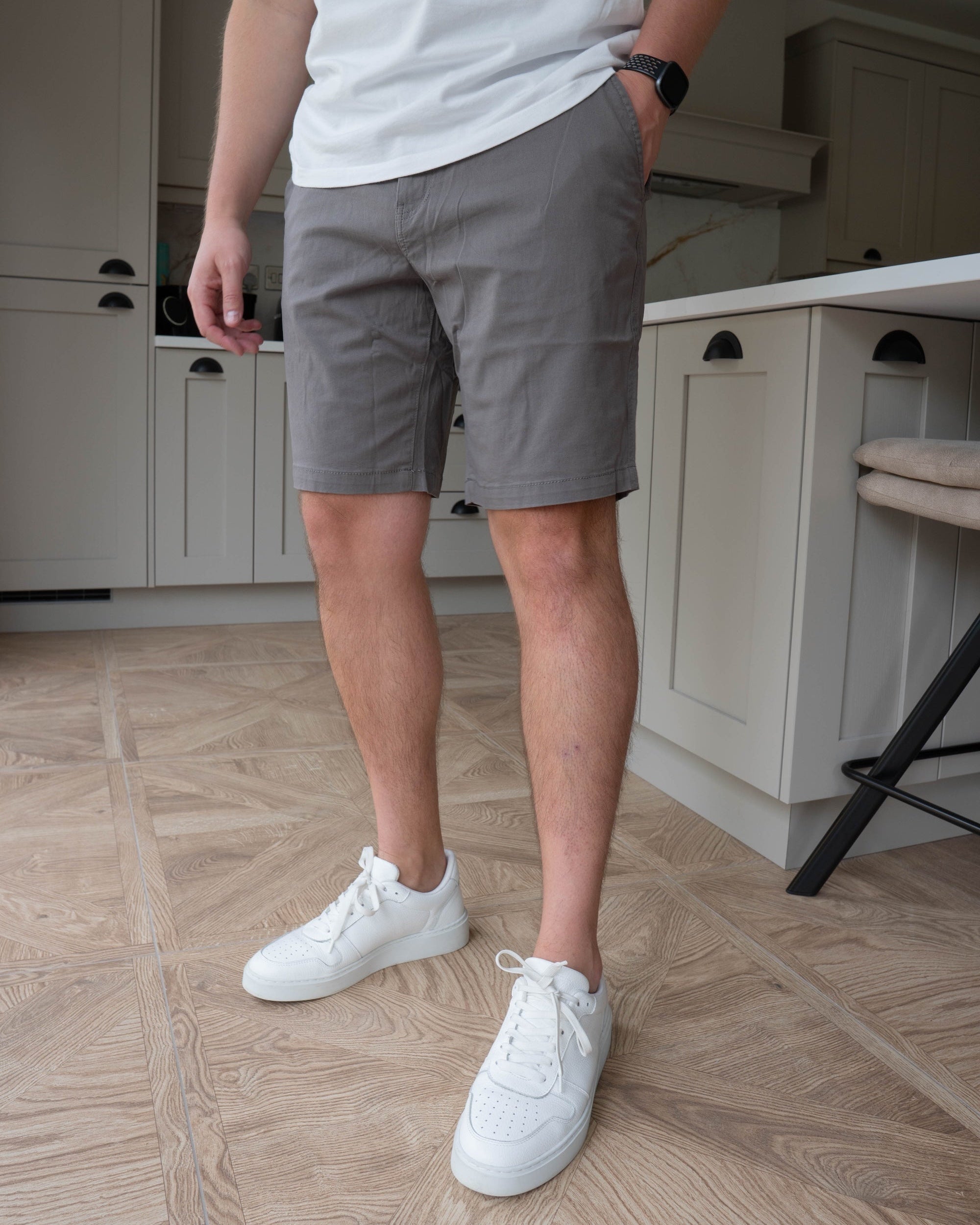 Slim Comfort Chino Shorts In Grey