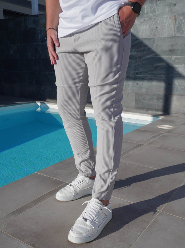 Ribbed Trouser In Light Grey