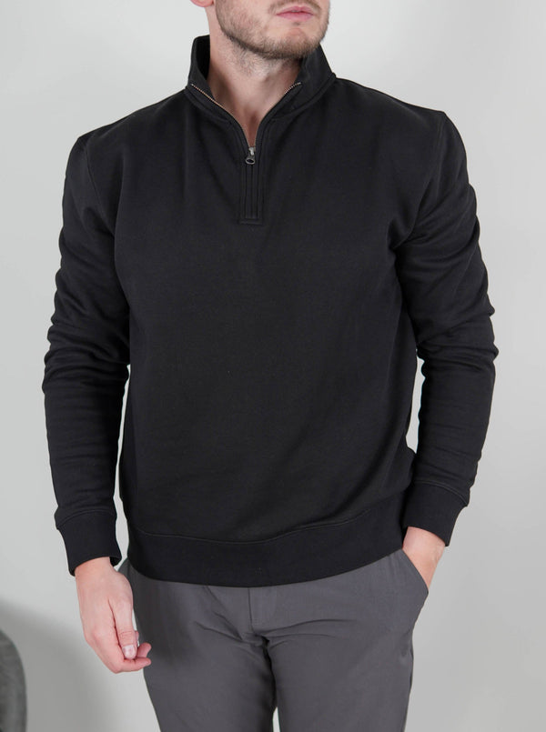 Essential Quarter Zip Sweatshirt In Black