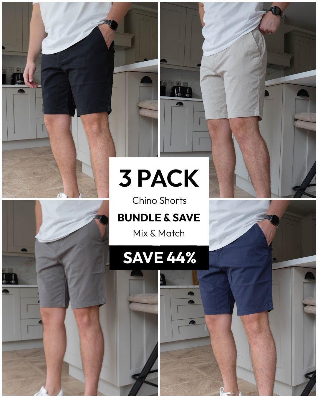 Mix & Match Slim Chino Shorts Bundle - 3 Pairs