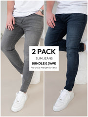Slim Comfort Jeans Mid Grey & Midnight Dark Blue 2 Pack