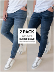 Slim Comfort Jeans Stone Light Blue & Dark Blue 2 Pack