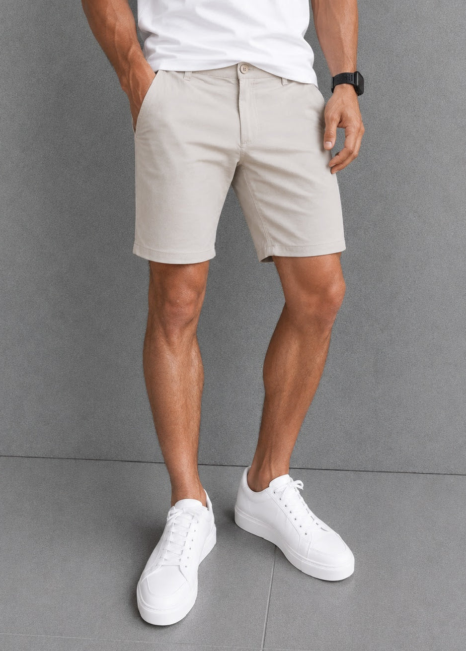 Slim Comfort Chino Shorts In Stone