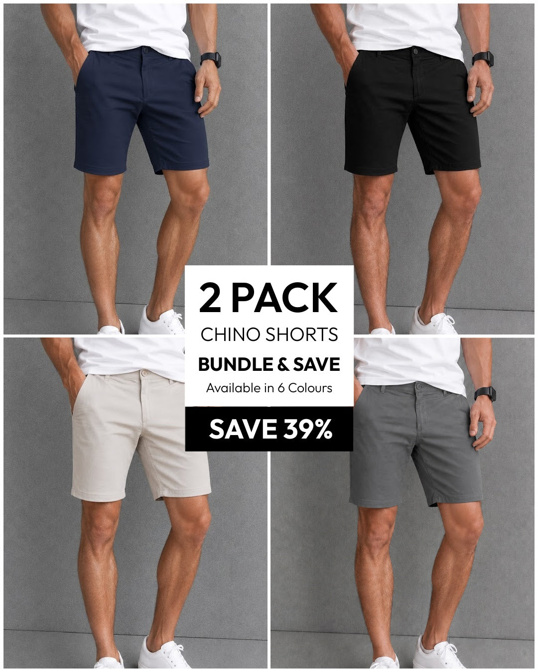 Mix & Match Slim Chino Shorts Bundle - 2 Pairs