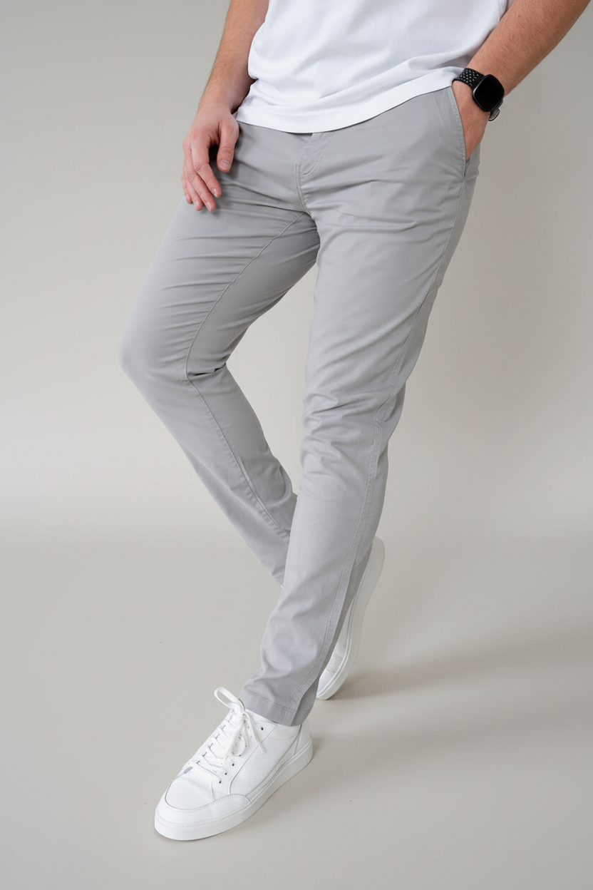 Slim Comfort Chinos In Light Grey