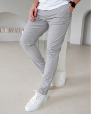 Slim Comfort Chinos In Light Grey