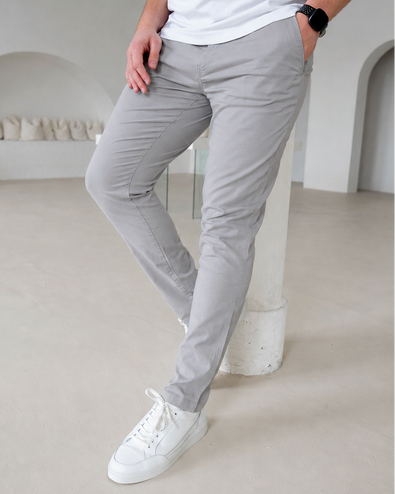 Slim Comfort Chinos In Light Grey