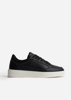 Premium Leather Trainer In Black/White