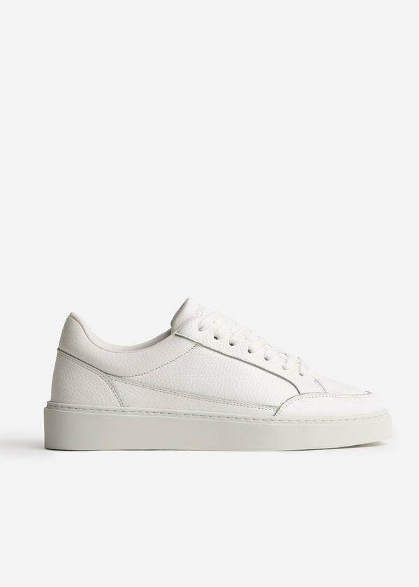 Premium Leather Trainer In Triple White