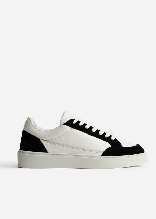 Premium Leather Trainer In White/Black Suede