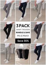 Mix & Match Smart Stretch Trousers Bundle - 3 Pairs