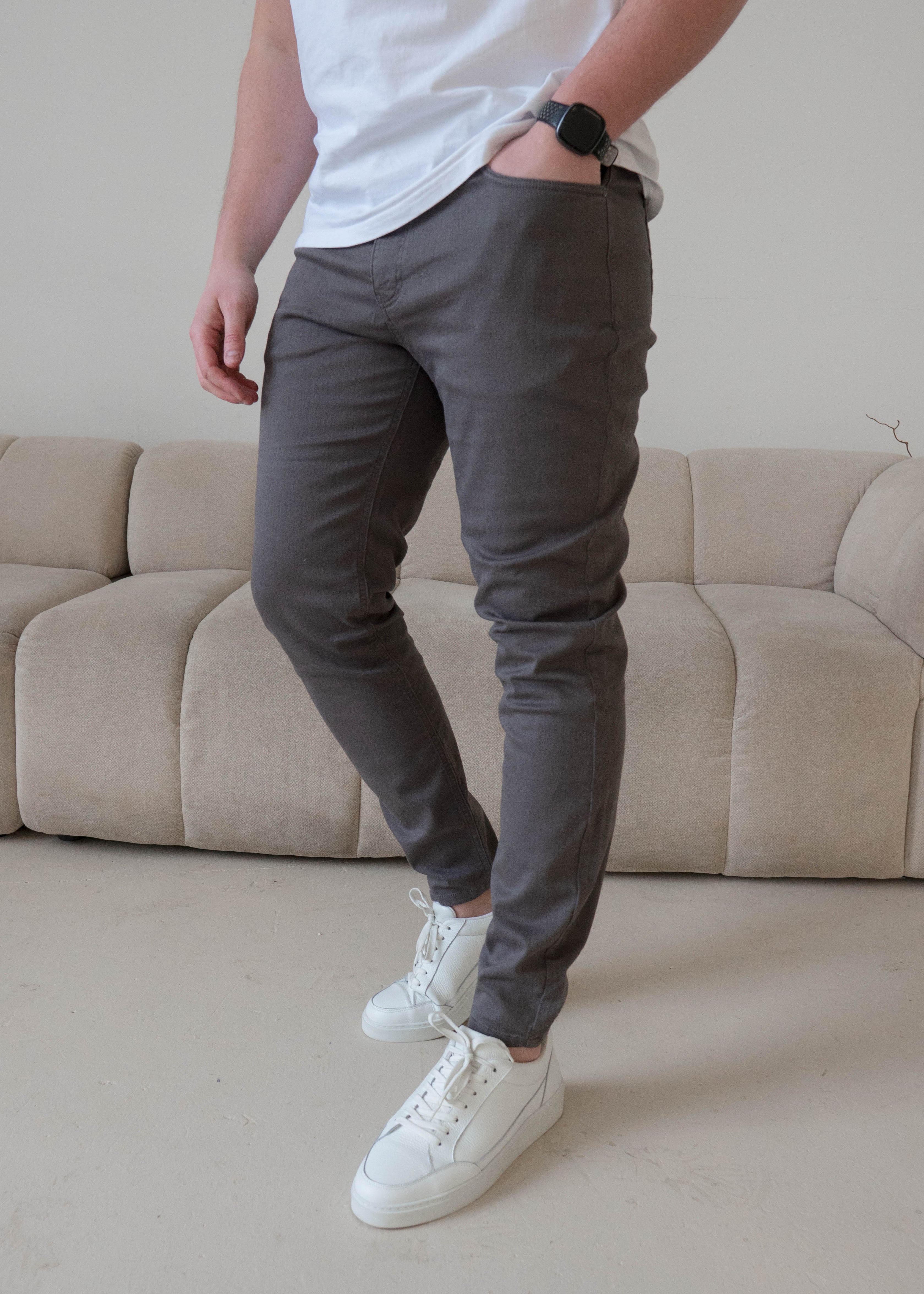 Slim Comfort Jeans In Dark Grey