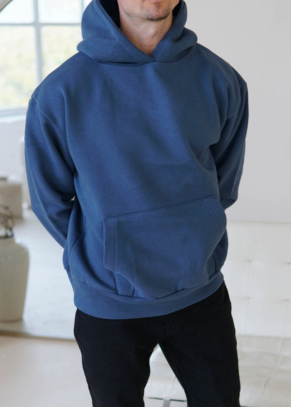 Premium Relaxed Hoodie In Teal Blue