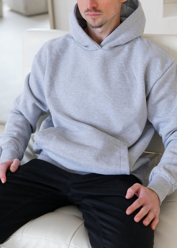 Premium Relaxed Hoodie In Heather Grey