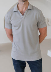 Luxe Open Collar Polo Shirt In Grey - Sulfit Clothing