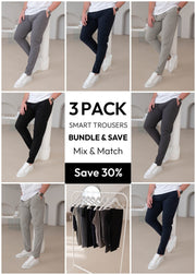 Mix & Match Smart Stretch Trousers Bundle - 3 Pairs - Sulfit Clothing