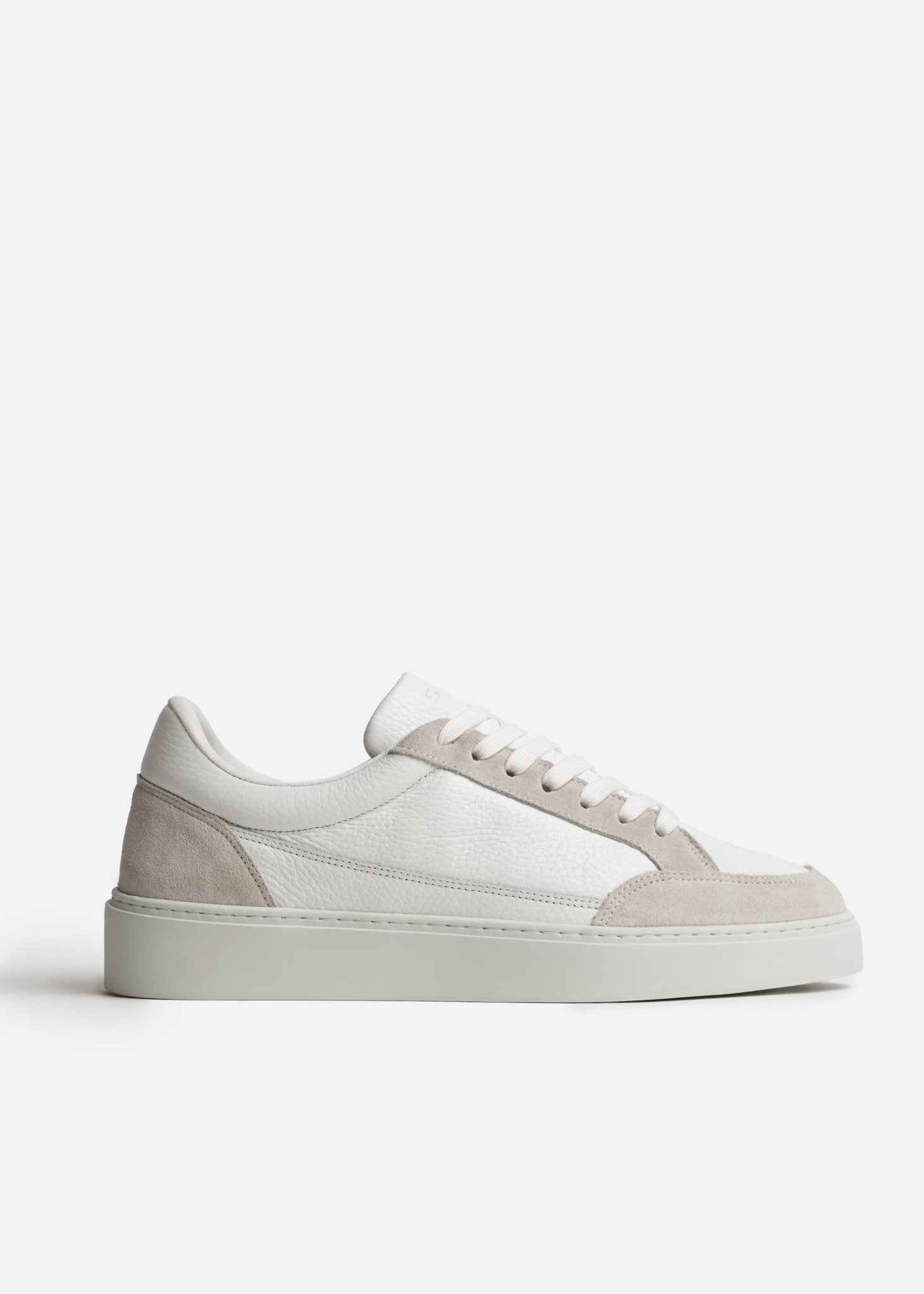 Premium Leather Trainer In White/Stone - Sulfit Clothing