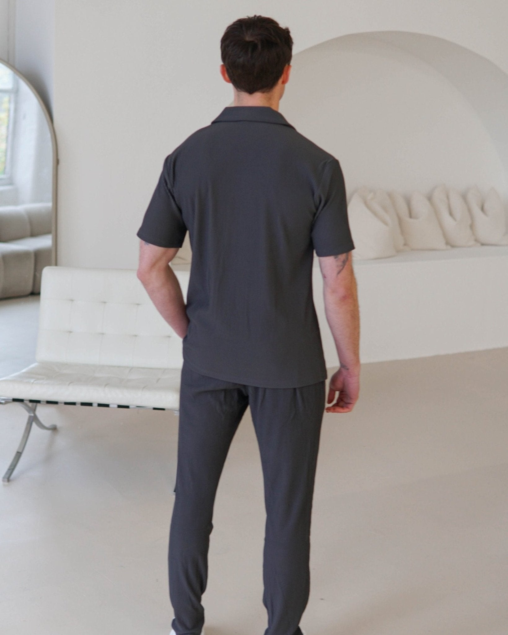 Ribbed Shirt In Dark Grey - Sulfit Clothing