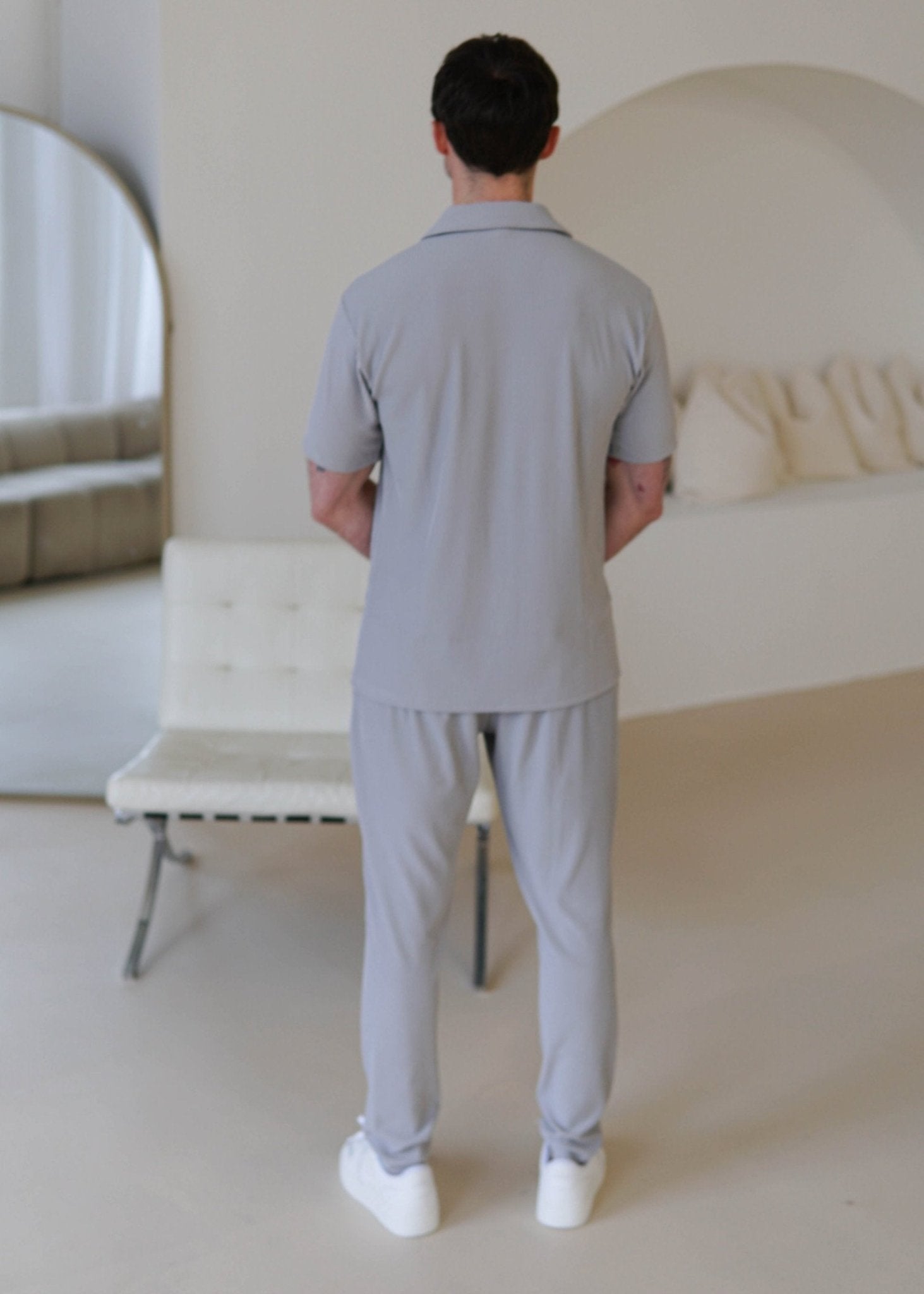 Ribbed Shirt In Light Grey - Sulfit Clothing